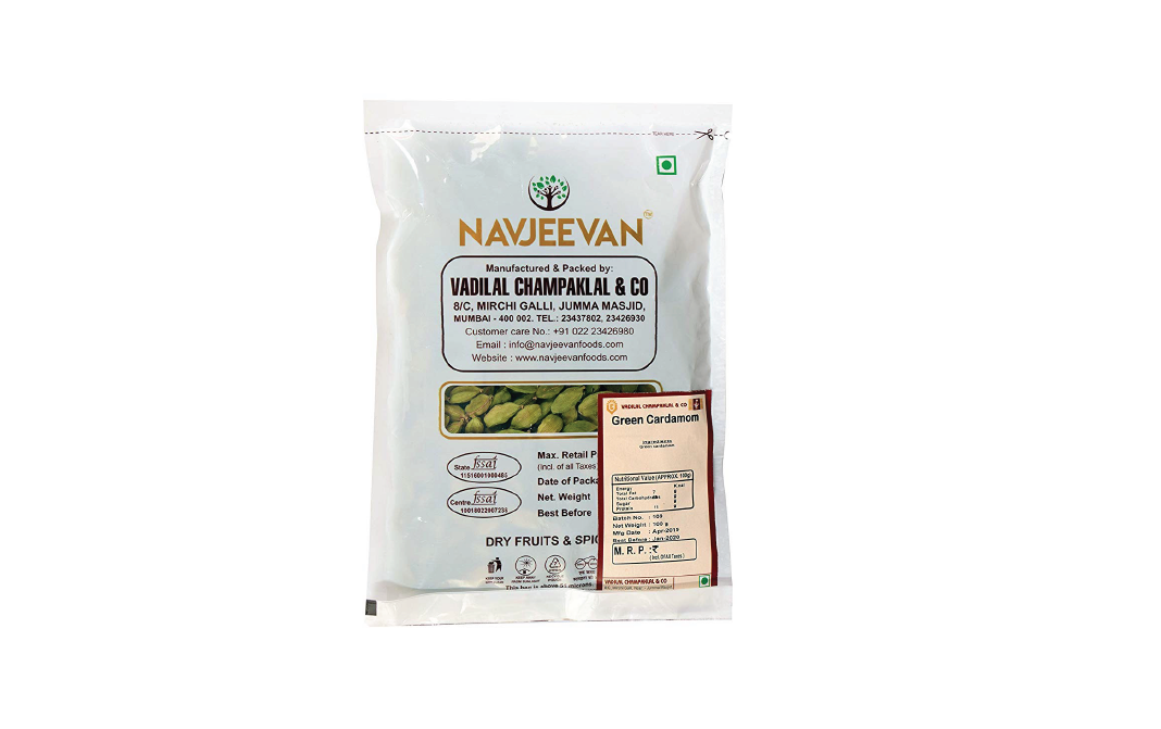 Navjeevan Green Cardamom    Pack  100 grams